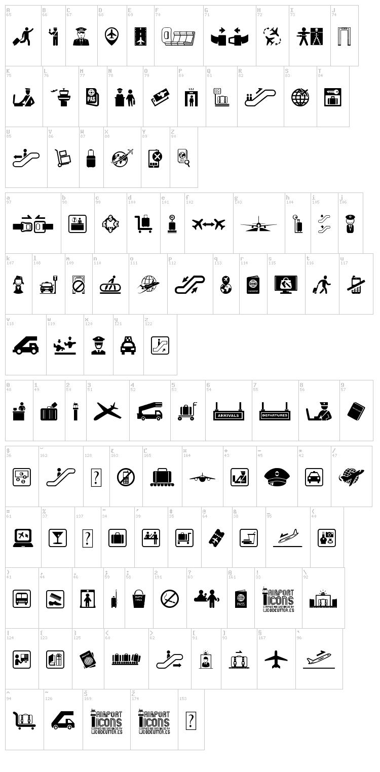 Airport Icons font map